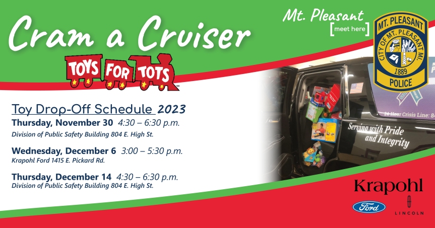 Cram a Cruiser: Join Forces with the Mt. Pleasant Police Department to Support Toys for Tots